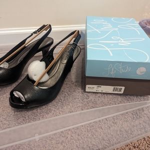 Black open toed heels